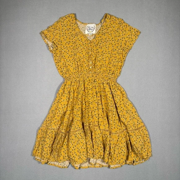 Sunday Mi Amor Floral Sun Dress Women's X-Small Yellow Floral Print Spring - Picture 1 of 11